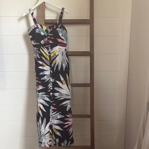 mara hoffman black and white dress MARA HOFFMAN Black and Multicolor Strapless Silk Dress  The Untitled  Boutique